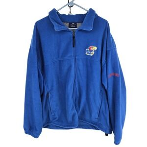 Kansas Jayhawks Jacket Mens XL Blue NCAA Basketball Fleece Pro Player Zip
